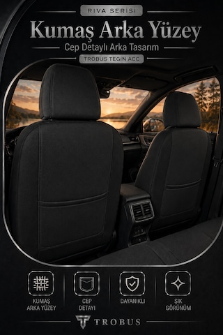 Seat Ateca 2016+ Uyumlu Riva Serisi Tay Tüyü Bel Destekli Füme Siyah Premium Koltuk Kılıfı