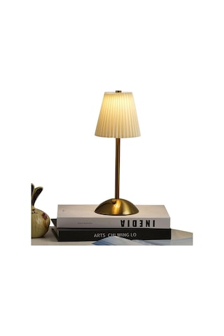 Morponi Luna Plise Gold Abajur Şarj Edilebilir Bej Bej