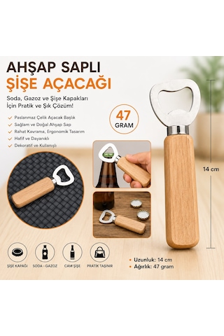 Ivory Açacak Ahşap Saplı Şişe Açacağı Kapak Açıcı Soda , Gazoz Açacağı Şişe Açacak