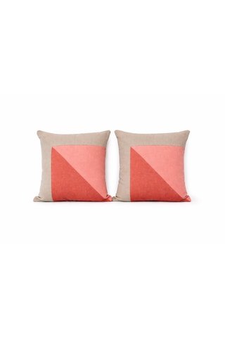 Faralya Life Parçalı 2 Li Kırlent Kılıfı 45x45 Cm Dekoratif Koltuk Yastık Kılıfı Modern Salon Dekoru Açık Pembe