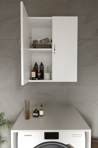 Zambak Çamaşir Makinasi Üst Dolabi Ve Banyo Dolabi Beyaz