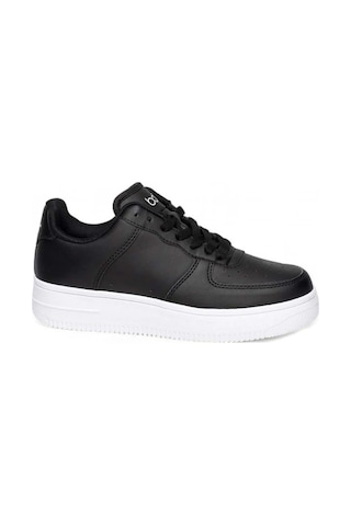 Best Of 042-26 Deri Anatomik Bağcıklı Erkek Sneaker Siyah Beyaz Siyah