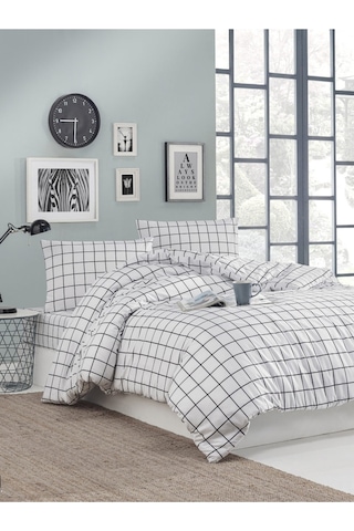 Siyah Kareli Ranforce Pamuk Nevresim Seti Tek Kişilik