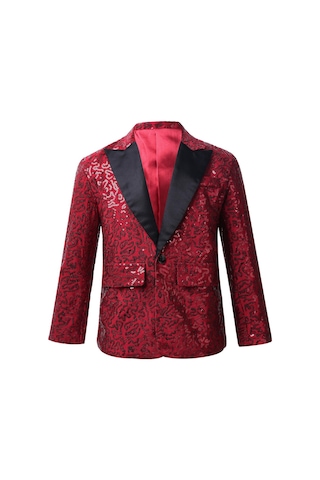 Altın Çocuk Erkek Köpüklü Payetler Blazer Ceket Düğün Akşam Parti Dans Bir Düğme Resmi Takım Elbise Altın