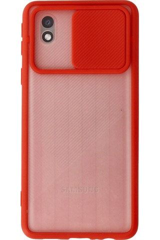 Galaxy A01 Core Kılıf Palm Buzlu Kamera Sürgülü Silikon - Kırmızı
