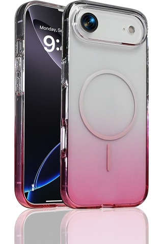 Apple Uyumlu iPhone 17 Air Kılıf M-safe Şarj Özellikli Zore Septik Silikon Kapak Pembe