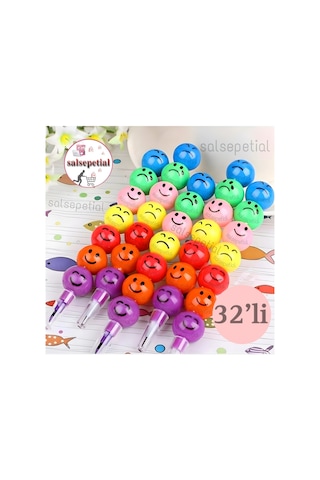 32'li Emoji Yumurtlayan Kurşun Kalem Hediyelik Oyuncak Doğum Günü Karne Günü Hediyelik 32 Adet Çok Renkli