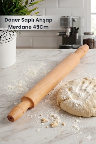 Döner Saplı Ahşap Merdane 45cm