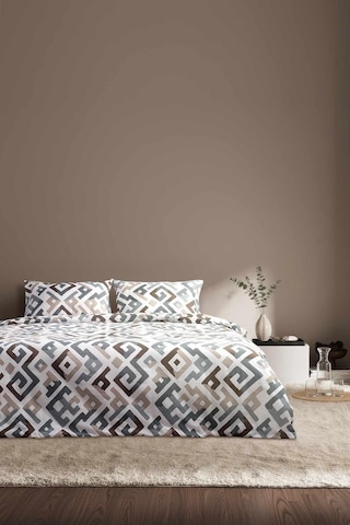Cotton Collection Kışlık Pazen Çift Kişilik Nevresim Seti Geo Harmony Renkli