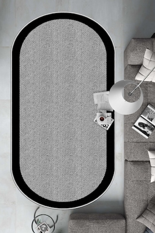 West Home Dijital Baskı Yıkanabilir Kaymaz Taban Oval Mutfak Halısı Salon Halısı Ve Yolluk Wh 445 Grey Oval