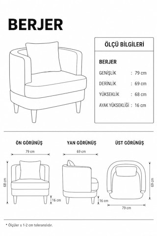 Vales Tekli Koltuk Berjer Teddy Kumaş Teddy Beyaz