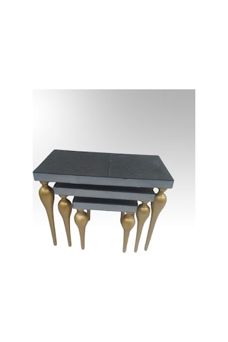 Zigon TOMBUL ayak Model Kayın Torna MDF tabla Parlak gold Boya İskelet Füme cam Kaplama El Yapım