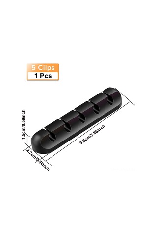 Geeksen 5'li Siyah Plastik Kabloluk Düzenleyici, Mutfak Aletleri İçin Kablo Saklama Ve Düzenleme Aracı, 9.8x2.2cm Siyah