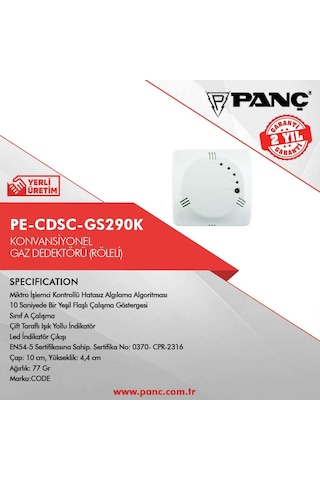 Code GS-290K Konvansiyonel Gaz Dedektörü (Röle Çıkışlı)