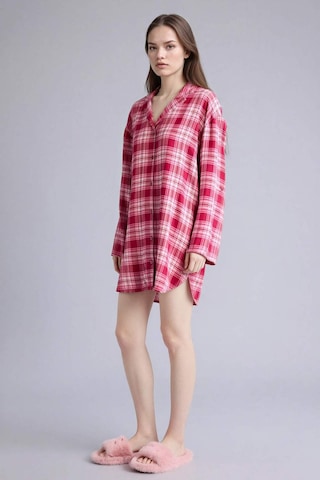 Defacto Regular Fıt Pijama Yaka Flanel Uzun Kollu Elbise G7996ax26spbr205 Bordo-br205