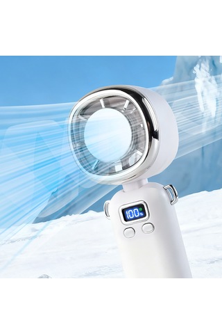 Zore Ay11 Dijital Led Göstergeli Katlanabilir Portatif Mini Soğutucu El Fanı - Beyaz