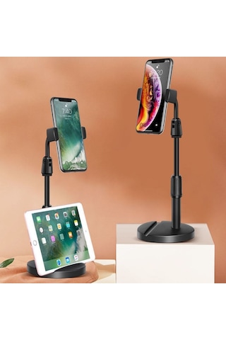 Zmc Bilişim Masa Üstü Tablet Ve Telefon Tutucu Plastik Aparat Siyah Telefon Standı