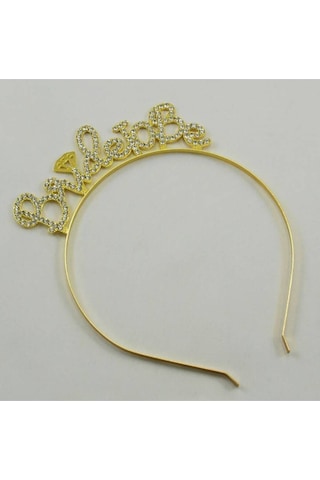 Partivitrini Bride To Be Parlak Taşlı Gold Metal Bekarlığa Veda Partisi Taç