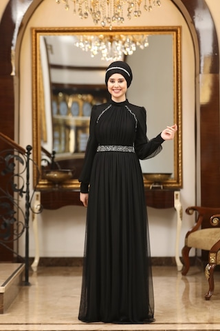 Efsane Tesettür Abiye Elbise Siyah