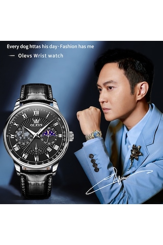 Olevs 2893 Erkekler Çok Fonksiyonlu İş Kuvars Saat Siyah