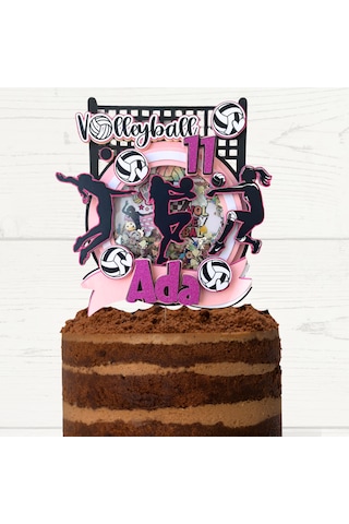 Voleybol - Voleyball Temalı Kız Çocuk Doğum Günü İsme Özel 3d Pasta Parti Süsü Cake Topper Çocuk