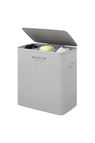 Paloma 120l Üç Yıkanabilir Bölmeli Katlanabilir Kumaş Kirli Çamaşır Sepeti Light Gray Xl