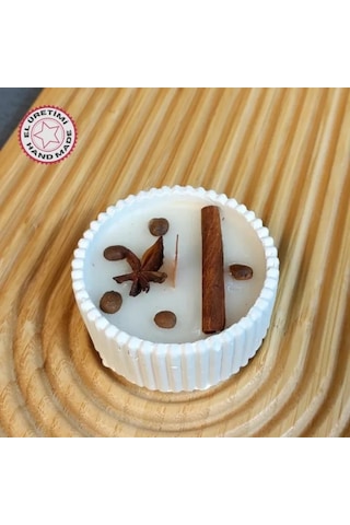 Uretti - Makbule 3845 El Yapımı Tarçın Ve Yıldız Temalı Şık Dekoratif Mumluk - Beyaz Beyaz