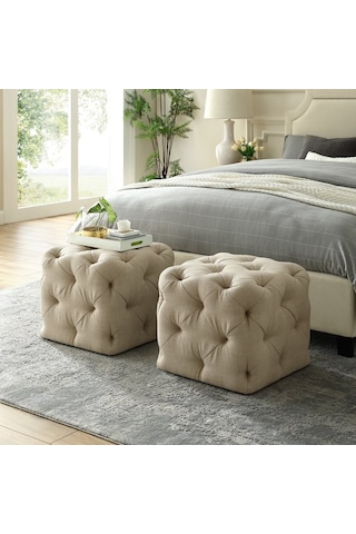 Deccostil Kapitoneli Kare Puf/Orta Sehpa/40Cm