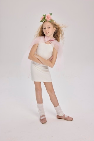 Luess Kız Çocuk Sıfır Kol Pamuklu Elbise Beyaz