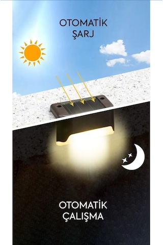 4lü Set Güneş Enerjili Led Su Geçirmez Modern Solar Panel Işık Kahverengi