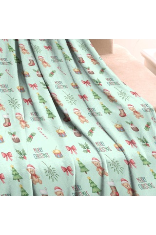 Noel Desenli Bebek Battaniyesi 40x30 İnç, Polar, Yumuşak, Hafif Ve Kalın Noel Çorap Ayısı