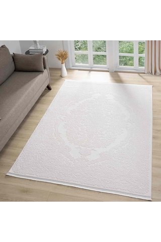 Krem Klasik Madalyon Desenli Halı - Mk0561krl