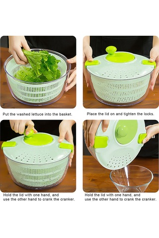 Geeroyoo Manuel Marul Kurutucu D650 - Büyük Kapasiteli Sebze Meyve Salata Süzgeci Beyaz