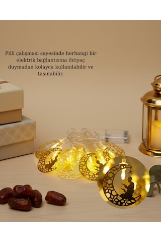 Muratech Ay Ve Secde Tasarımlı Sıcak Beyaz Led Ramazan Işığı