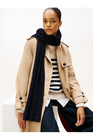 Tommy Hilfiger Th Flag Fluffy Scarf Kadın Mavi Atkı - Aw0aw17787