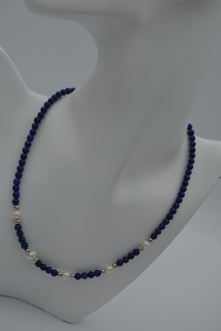 Stoneage Lapis Lazuli Ve Incili Kadın Kolye Beyaz