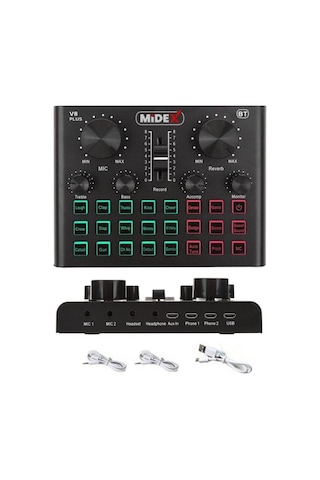 Midex Vs8 Plus Canlı Yayın Ses Kartı Efektli Radyo Mikseri Telefon Ve Pc Podcast Radyo Yayıncılar