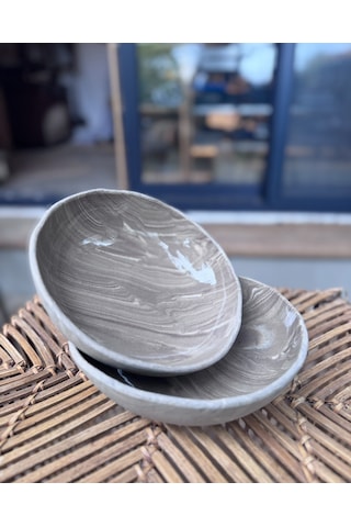 Argile Rouge Büyük Joker Kase El Yapımı Stoneware Gri