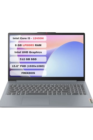 Lenovo IP Slim 3 83ER000WTR i5-12450H 8 GB 512 SSD 15.6" Dos FHD Dizüstü Bilgisayar