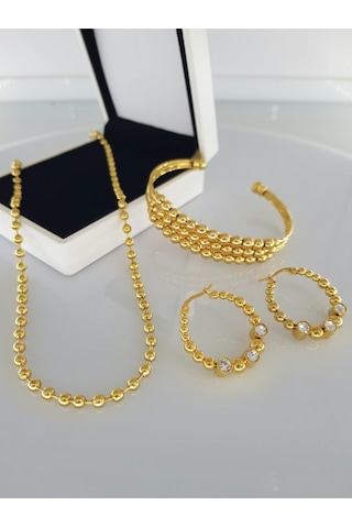 Güzellik Kararmaz Gold Çelik Takı Seti Gümüş - Rose Gold Güzellik Kararmaz Gold Çelik Takı Seti Gümüş - Rose Gold