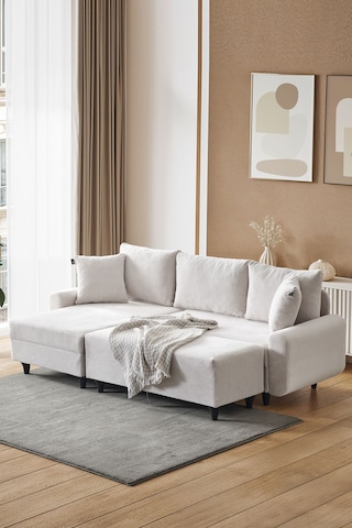 Kagu Corner Flavia Köşe Takımı Puflu Ekru