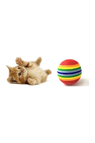Schulzz Kırmızı Şeritli Orta Sert Kedi Topu 3.6 CM