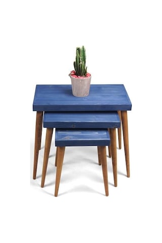 Doğal Ağaç Masif Kütük Lata 3’Lü Zigon Sehpa (549607972)