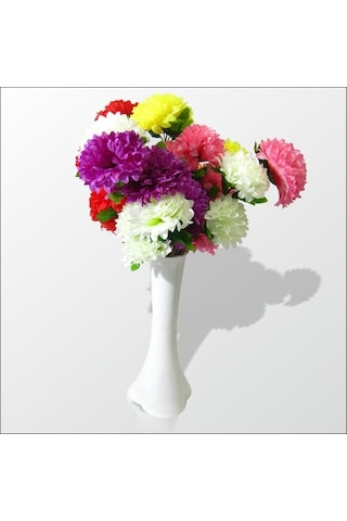 5 Renk Çiçekli Kırılmaz 40 Cm Beyaz Vazo
