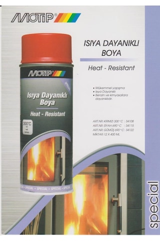 Motip Mat Kırmızı 300 Derecec Isıya Dayanıklı Sprey Boya 400 ML
