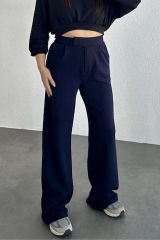 Bb Butik Basic Cırtlı Palazzo Pantolon Lacivert