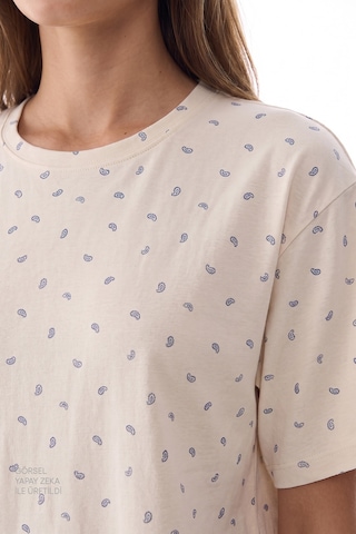 Penti Gardenya Hallie Şal Desenli Kısa Kollu Pantolon Pijama Takımı Ekru
