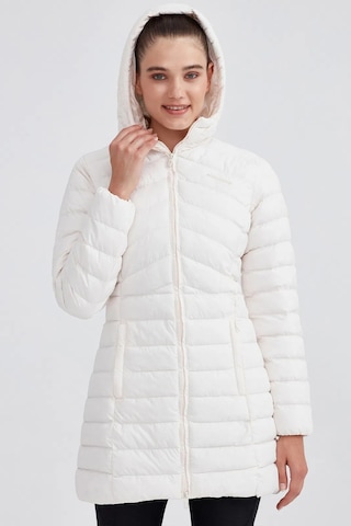 Skechers W Essential Maxi Length Hooded Jacket Uzun Boy Kadın Parka Mont Kırık Beyaz Beyaz