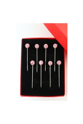 Numetal 8 Li Pembe Taşlı Eşarp İğnesi. Şal İğnesi. Türban İğnesi. Başörtü İğnesi. Eşarp Ve Şal İğnesi. Gümüş