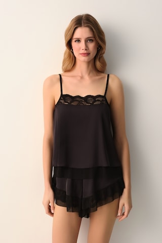 Suwen Vivienne İnce Askılı Dantelli Pijama Üstü St4450607012 Siyah